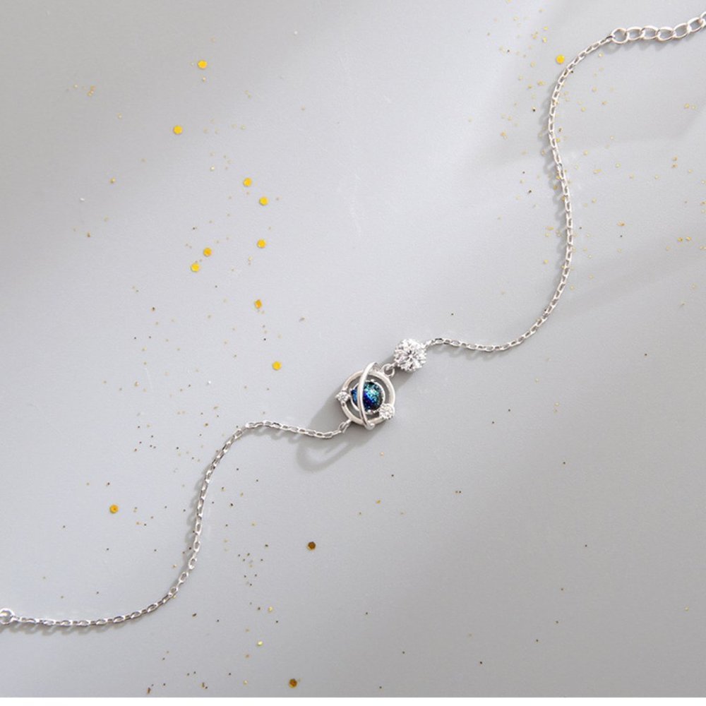 NEW 925 Sterling Silver Diamond Planet Bracelet - Picture 6 of 7